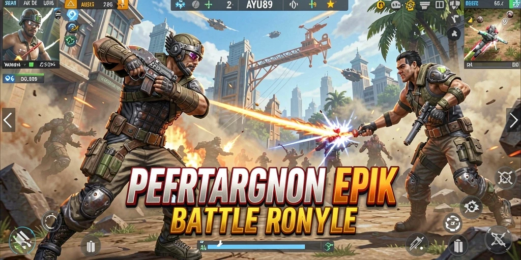 Gameplay AYU89 dengan aksi intens di arena Battle Royale.