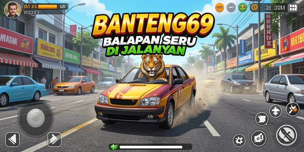 Tampilan gameplay BANTENG69 dengan balapan yang seru dan menegangkan.