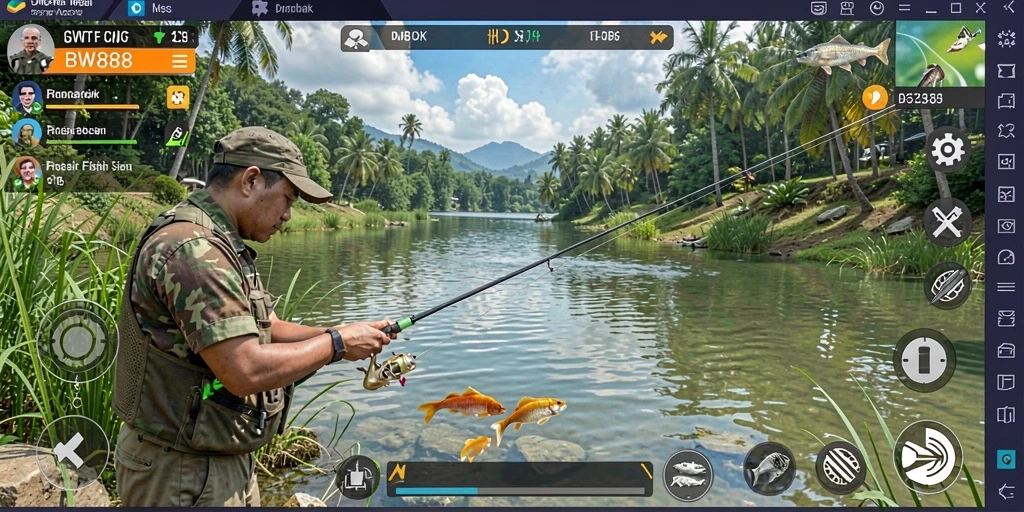 Tampilan gameplay BW888 yang mendebarkan saat menangkap ikan besar.