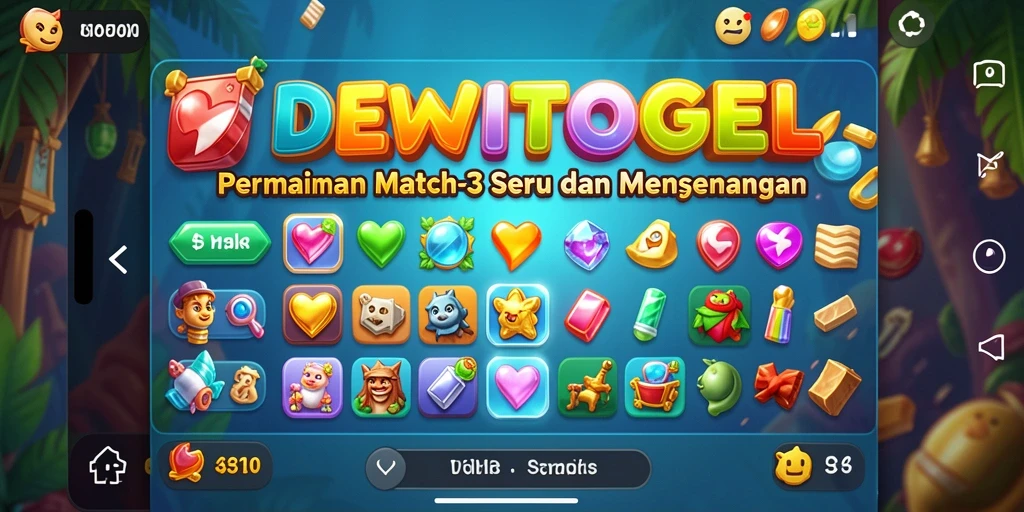 Tangkapan layar gameplay DEWITOGEL yang menampilkan keseruan Match-3.