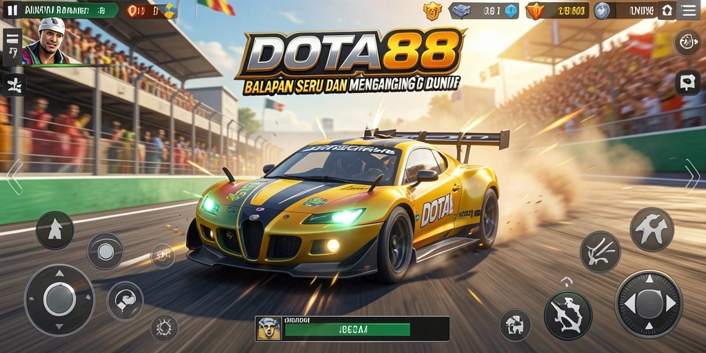 Screenshot DOTA88 menunjukkan aksi balapan seru dan grafis menawan.