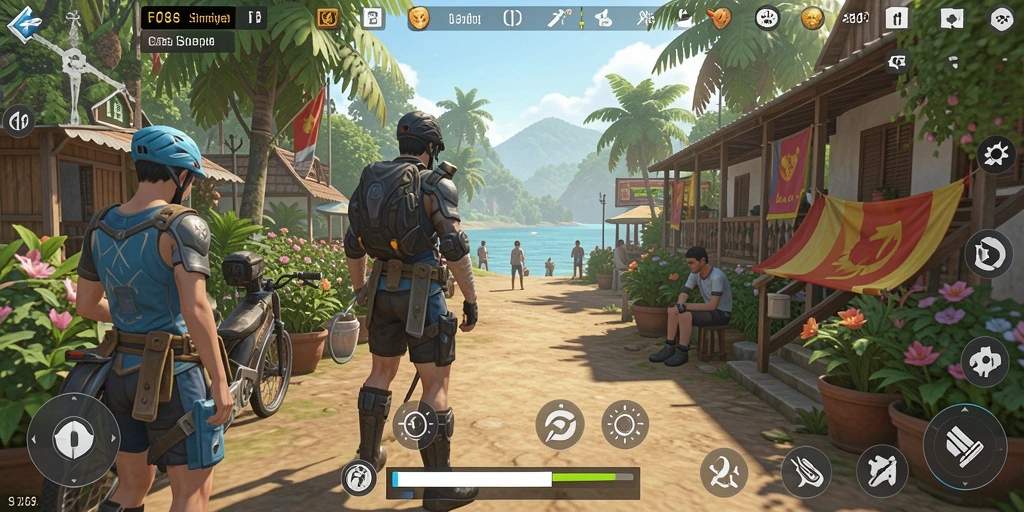 Tangkapan layar gameplay FO8, menunjukkan interaksi dalam simulasi kehidupan.