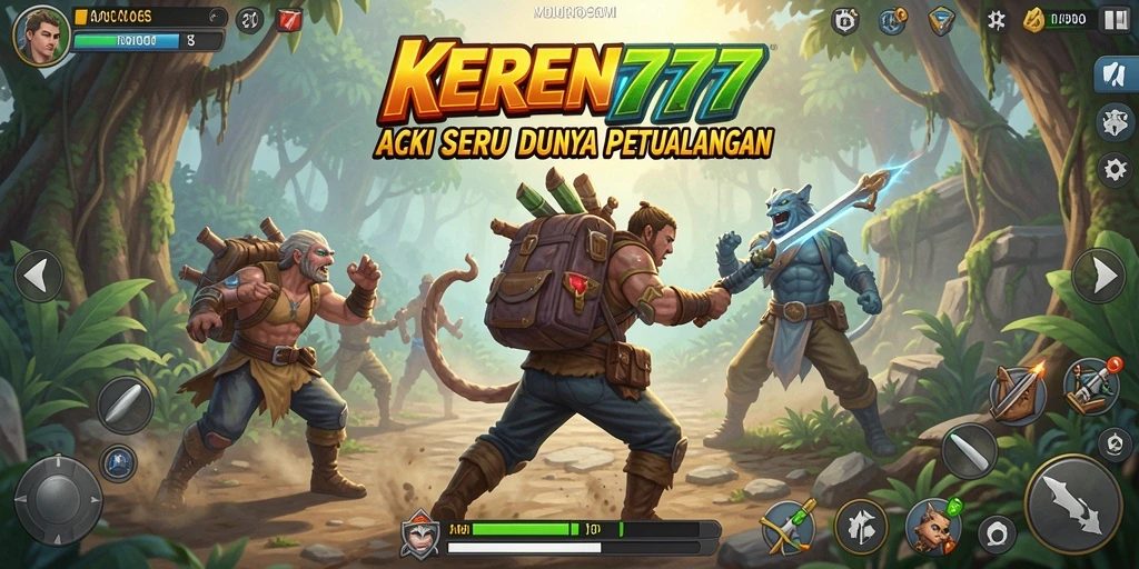 Tampilan gameplay seru saat bertarung melawan musuh dalam KEREN777.