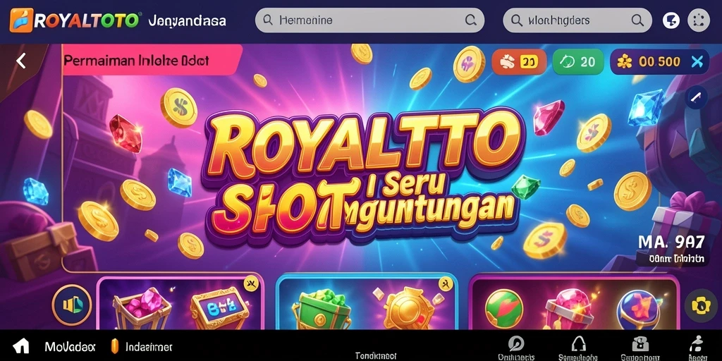 Tampilan gameplay menarik dari ROYALTOTO dengan simbol slot yang memukau.