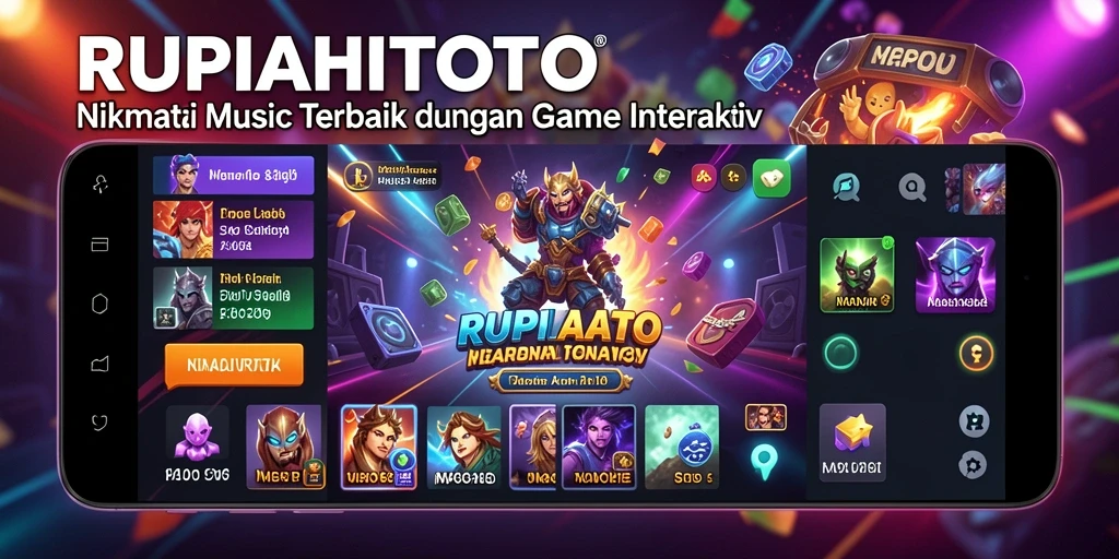 Tampilan permainan interaktif RUPIAHTOTO dengan fitur musik.