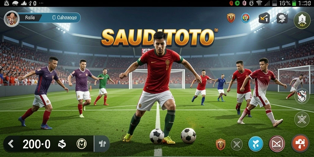 Gameplay SAUDITOTO yang menampilkan aksi olahraga yang mengasyikkan.