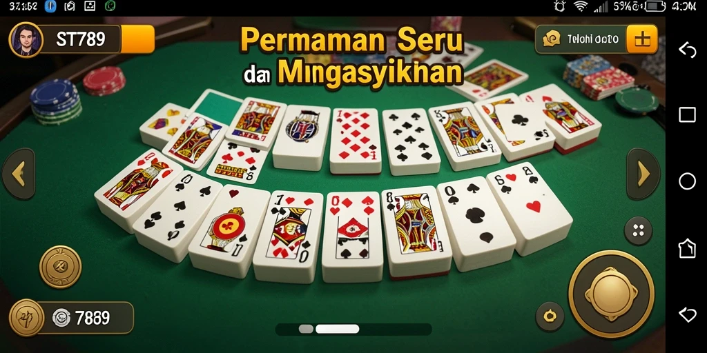 Tampilan gameplay ST789 yang menegangkan dan seru saat bermain domino.