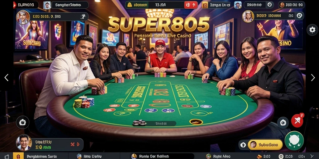Screenshot menunjukkan dealer langsung dalam permainan Live Casino yang mendebarkan.